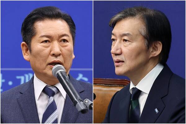 더불어민주당 정청래 대표(왼쪽)와 조국혁신당 조국 대표. 연합뉴스