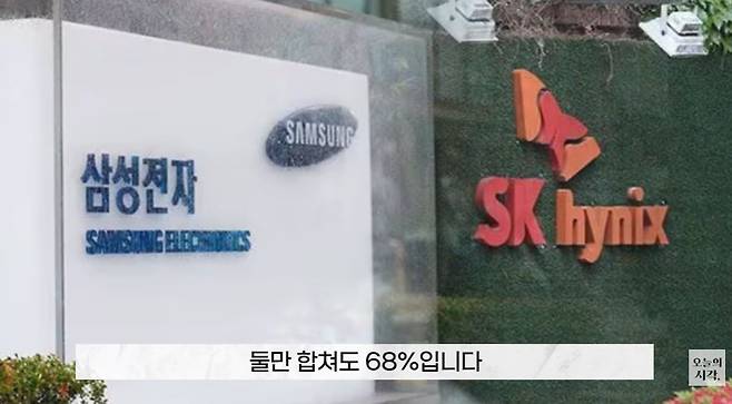 삼성전자와 SK하이닉스의 글로벌 D램 시장 점유율은 약 70%에 이른다./조선일보 유튜브 '오지랖'