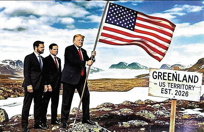 지난 20일 도널드 트럼프 미 대통령이 소셜미디어에 올린 합성 사진./트루스 소셜