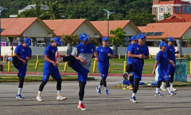 삼성 라이온즈의 2025년 괌 전지훈련 모습. 삼성 라이온즈 제공