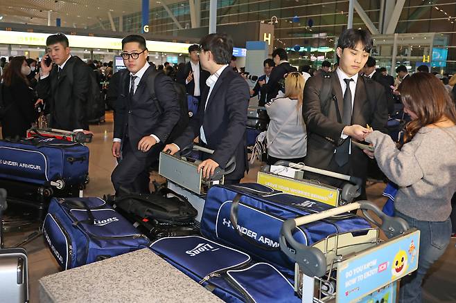 지난해 괌 스프링캠프 출국 현장. 삼성 제공