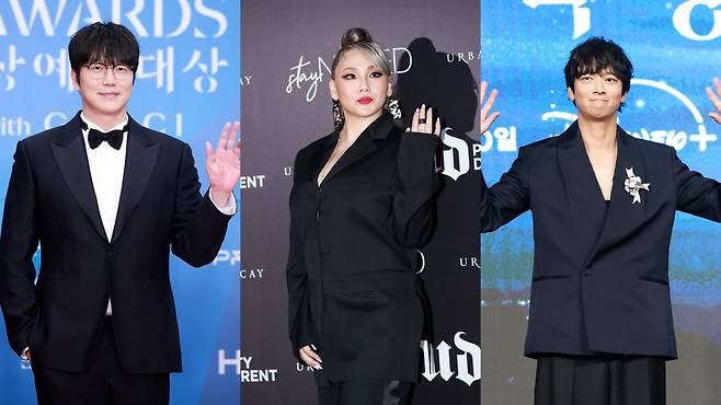 From left: Singer Sung Si-kyung, singer and rapper CL from girl group 2NE1 and actor Gang Dong-won [NEWS1]