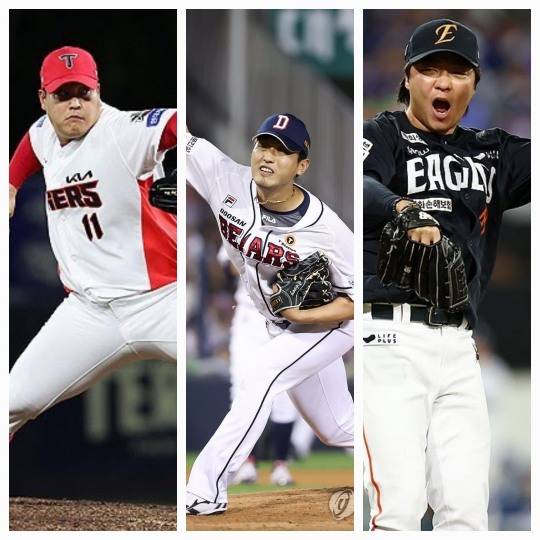 왼쪽부터 조상우, 홍건희, 김범수