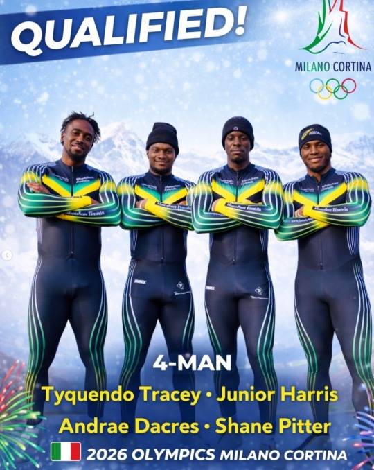 2026 밀라노·코르티나담페초 동계올림픽 출전권을 따낸 자메이카 봅슬레이 대표팀. 사진[연합뉴스]