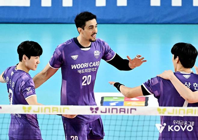 [서울=뉴시스]프로배구 우리카드 아라우조. (사진=KOVO 제공)