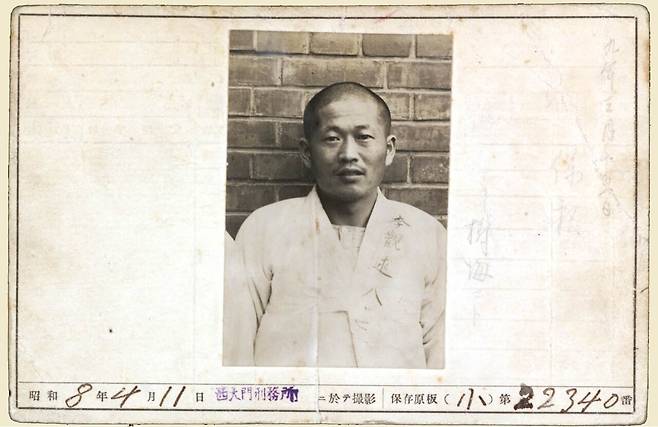 1933년 경성반제동맹 사건으로 서대문형무소에 수감된 이관술.
