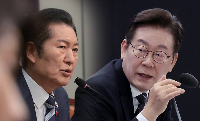 정청래 더불어민주당 대표(왼쪽 사진)와 이재명 대통령 ⓒ시사저널 이종현·연합뉴스