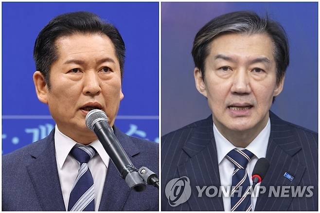 더불어민주당 정청래 대표(왼쪽)와 조국혁신당 조국 대표 [연합뉴스 자료사진]