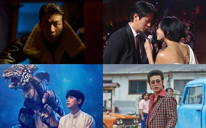 왼쪽 위부터 시계방향으로 영화 '휴민트' 박정민, '청룡영화상' 박정민과 화사, 영화 '밀수' 박정민, 연극 '라이프 오브 파이' 박정민(사진=NEW'청룡영화상' 방송화면에스앤코)