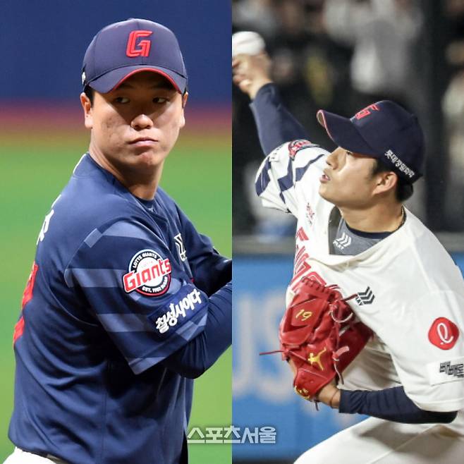 롯데 정현수와 김강현의 모습. 사진 | 스포츠서울 DB