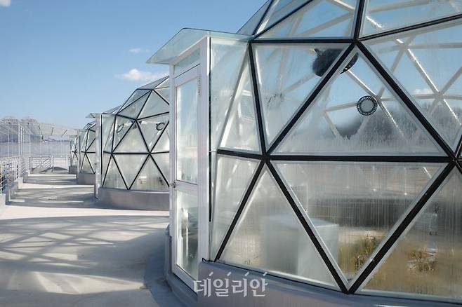 에코돔 전경. 에코돔은 극한 기상에서도 농작물이 살아 남을 수 있는지에 대한 연구를 진행한다. ⓒ공동취재단