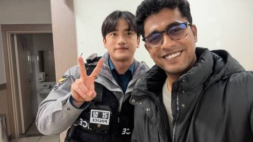 ▲ 김재록 순경과 라만 빈 타즈워씨 [전북경찰청 제공]