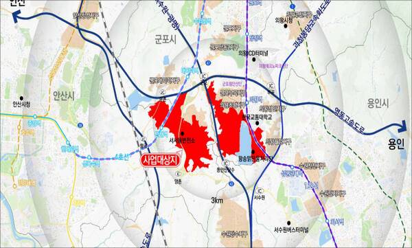의왕군포안산 공공주택지구 위치도. 국토교통부 제공