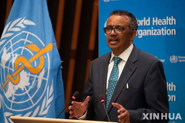[제네바=신화/뉴시스]테워드로스 아드하놈 거브러여수스 세계보건기구(WHO) 사무총장이 2020년 5월18일 스위스 제네바의 WHO 본부에서 화상회의로 열린 제73차 세계보건총회에서 연설하고 있다.  도널드 트럼프 미국 대통령은 이 때부터 WHO에 대해 공세를 이어왔고 대통령 재선뒤에 발표했던 WHO탈퇴를 올해 1월 22일 최종 실현했다고 미국 정부가 발표했다. 2026.01.23.