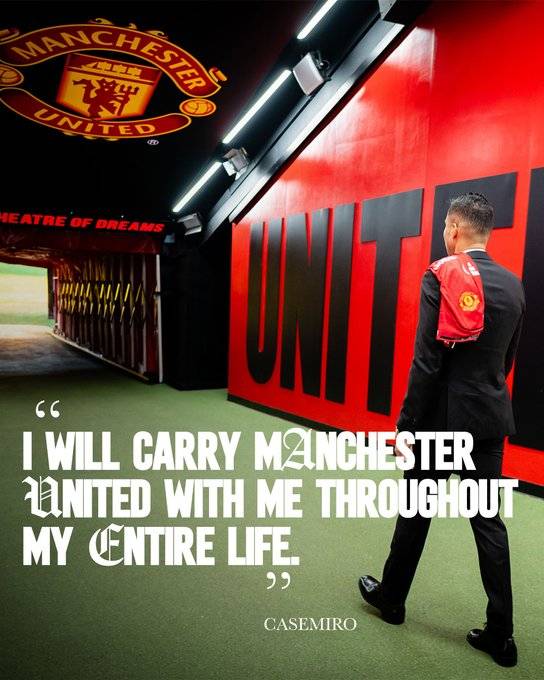 눈물의 굿바이 죽는 그날까지 나는 맨유…주급 7억원 월클 MF 떠난다, 카세미루 우승 2회 안기고 작별