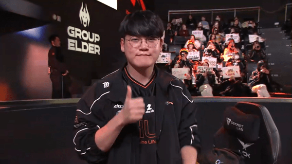 24일 한화생명이 서울 종로구 소재 LoL파크에서 열린 2026 LCK컵 그룹 배틀 2주 차 경기에서 DN 수퍼스를 상대로 세트 스코어 2대 1로 이겼다.(구마유시 이민형). /사진=네이버 치지직 라이브 영상 캡처)