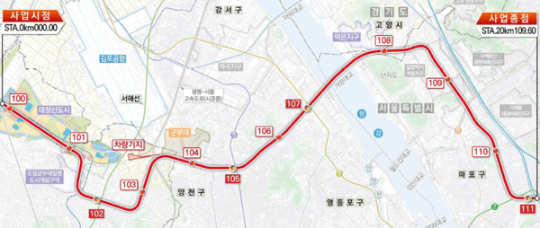 대장홍대선 노선도.<인천시 제공>