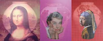 김중식 작가의 달항아리와 모나리자, 오드리햅번, 진주귀고리를 한 소녀.