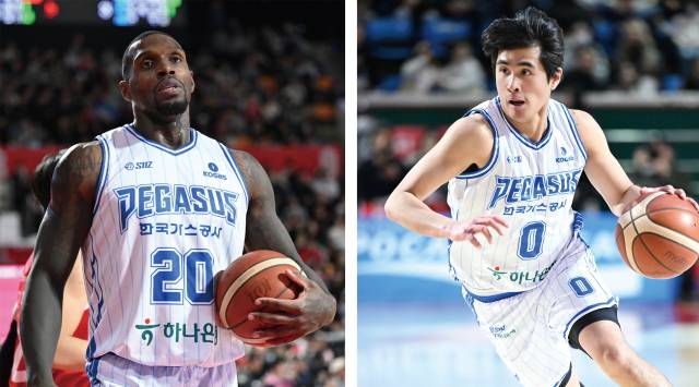 프로농구 대구 한국가스공사 페가수스의 라건아(왼쪽)와 샘조세프 벨란겔(오른쪽). KBL 제공.