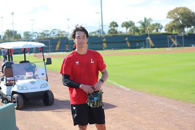 ▲ 의욕적으로 몸을 만들며 올 시즌 재기를 벼르고 있는 SSG 아시아쿼터 투수 타케다 쇼타 ⓒSSG랜더스