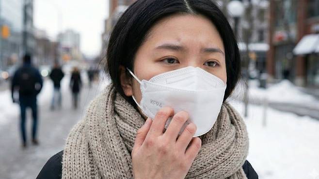 겨울철에는 목도리나 마스크 마찰로 인해 피부 트러블이 발생하기 쉽다｜출처: Gemini 생성