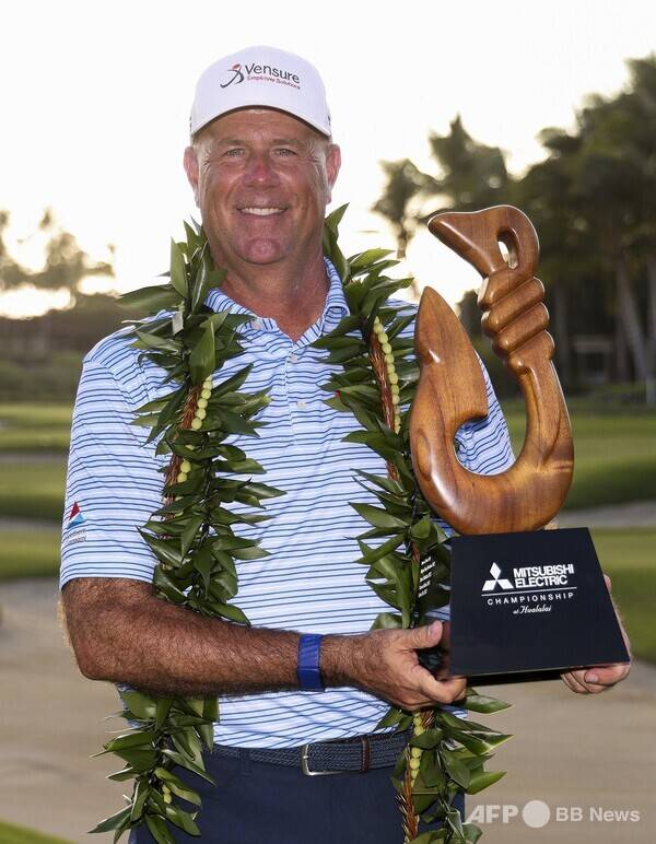 미국프로골프(PGA) 챔피언스투어 2026시즌 개막전인 미쓰비시 일렉트릭 챔피언십 우승을 차지한 스튜어트 싱크(미국). 사진제공=ⓒAFPBBNews = News1