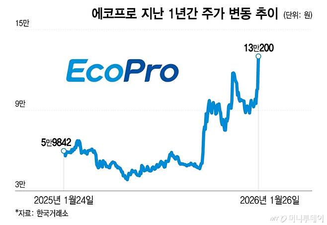 에코프로 지난 1년간 주가 변동 추이/그래픽=이지혜