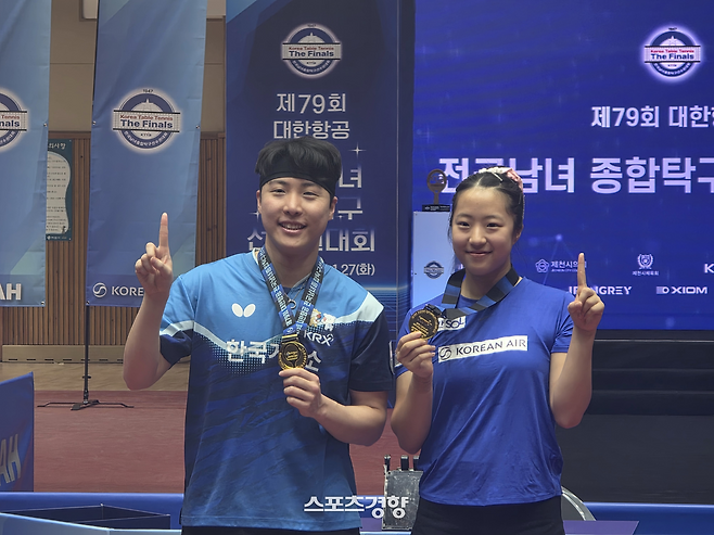 종합탁구선수권 첫 우승한 임종훈과 신유빈 “아시안게임에선 은메달·금메달을 목표로”