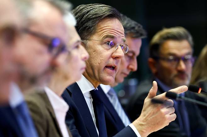 마크 뤼테 북대서양조약기구(NATO) 사무총장이 2026년 1월 26일 벨기에 브뤼셀 유럽의회 외교위원회에서 연설하고 있다./로이터 연합뉴스