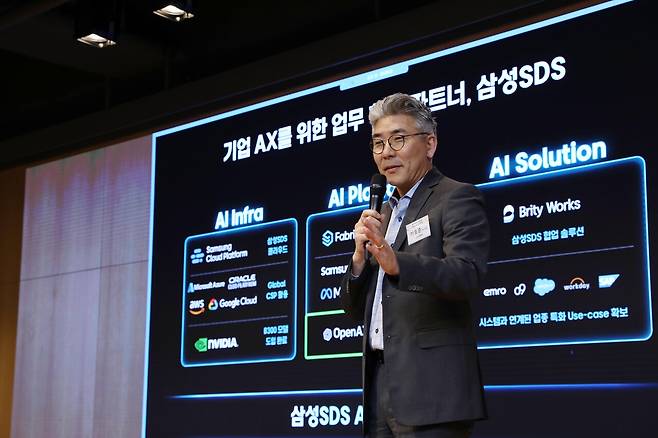 삼성SDS 이호준 클라우드서비스사업부장(부사장)이 Enterprise AI Connect 2026 세미나에서 기조연설을 하고 있다. [사진=삼성SDS]