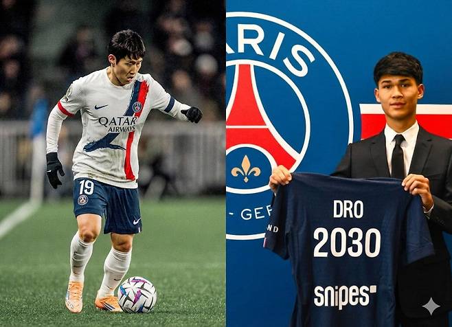 파리 생제르맹 이강인과 드로 페르난데스. 리그앙 페이스북·파리 생제르맹 웹페이지 캡처