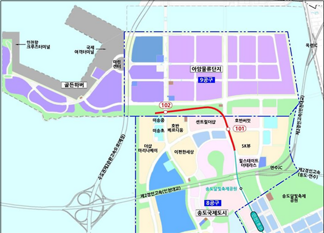 ▲ 인천지하철 1호선 송도 8공구 연장 사업 노선도. /자료=인천시
