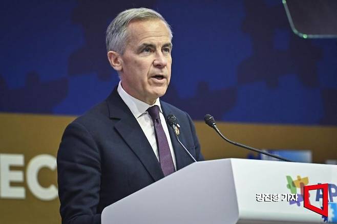 마크 카니 캐나다 총리가 지난해 10월31일 경북 경주예술의전당에서 열린 아시아태평양경제협력체(APEC) 정상회의 최고 경영자(CEO) 서밋에서 정상 특별연설을 하고 있다. 사진은 기사 내용과 무관함. 강진형 기자