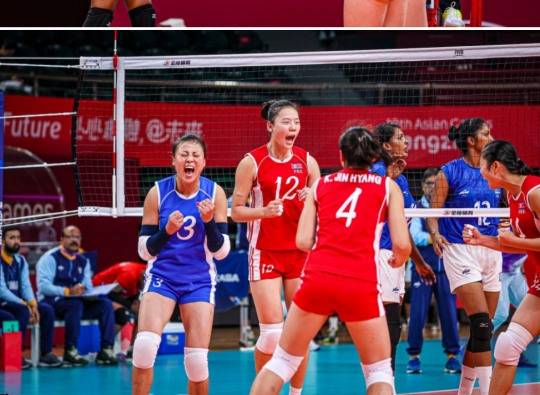 2023년 항조우 아시안게임에서의 북한 여자배구 대표팀 경기 모습