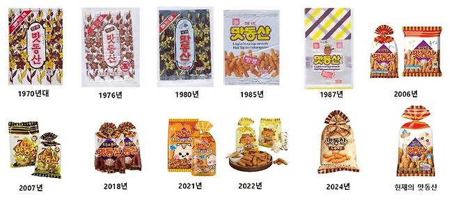 해태제과 맛동산 패키지 변천사/사진=해태제과