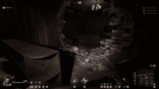 뚫린 벽의 두께를 보니 얇긴 하다. 사진=미드나잇 워커스 스크린샷