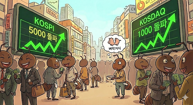 코스피와 코스닥이 연일 상승세를 이어가자 빚을 내 투자하는 이른바 ‘빚투’가 늘고 있다. [Gemini로 제작]