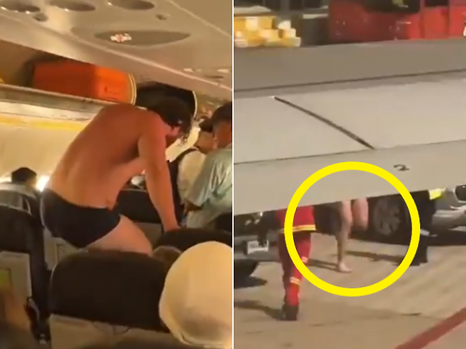 지난달 29일(현지시간) 베트남에서 태국으로 가던 여객기 안에서 러시아 국적 남성이 ‘나체 난동’을 피웠다가 태국 입국이 거부됐다. 엑스 캡처