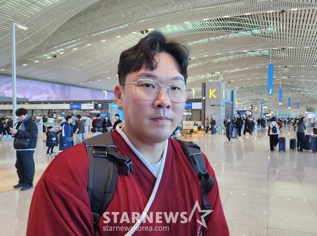 지난 1월 22일 스프링캠프 출국을 앞두고 기자들과 만난 안치홍. /사진=박수진 기자