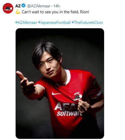이치하라 리온의 영입을 알린 AZ알크마르. [AZ알크마르 구단 SNS. 재판매 및 DB 금지]
