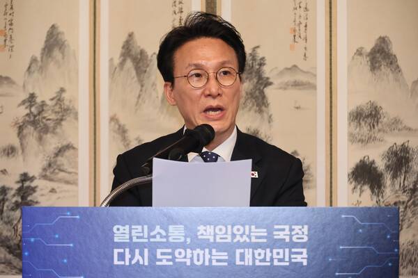 김민석 국무총리가 2일 서울 종로구 삼청동 총리공관에서 열린 출입기자단 간담회에서 발언하고 있다. 2026.2.2. 연합뉴스