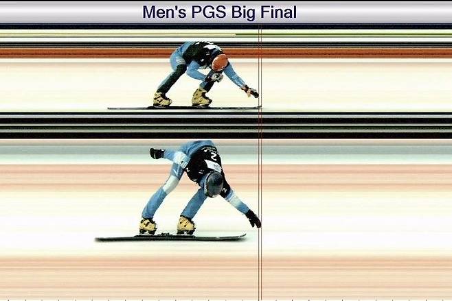 이상호는 동계올림픽 개막 직전 마지막 월드컵에서 0.24초 차(사진 아래)로 우승하며 금메달 기대주로 떠올랐다. [사진 국제스키연맹 홈페이지 캡처]