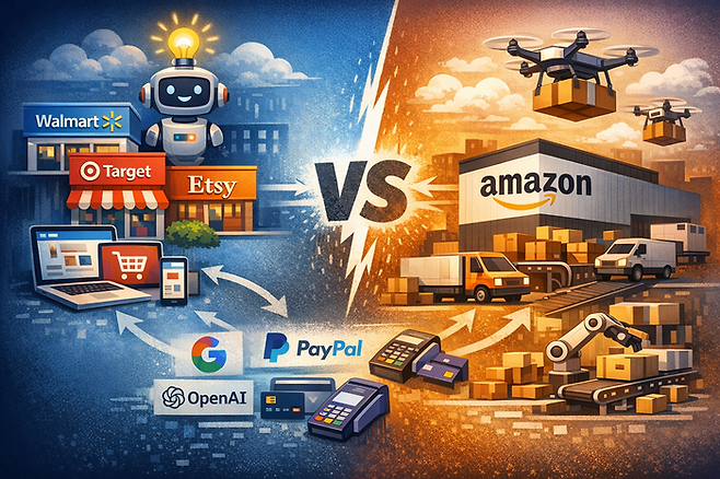 월마트와 타깃, 엣시 등 주요 유통사와 오픈AI, 구글, 결제 기업들이 손잡고 AI 챗봇과 검색 화면에서 곧바로 상품을 사고파는 구조를 만들면서 온라인 쇼핑의 관문을 둘러싼 새로운 경쟁에 나서고 있다. CGI