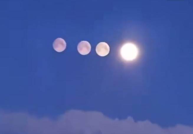 러시아 상트페테르부르크 상공에서 실제 달 주변에 여러 개의 밝은 빛 현상이 함께 나타나며 ‘4개의 달’처럼 보이는 장면이 포착됐다. 이 현상은 달빛이 고층 대기의 얼음 결정에 따라 굴절·산란하며 발생하는 파라셀레네(paraselene)로 알려져 있다. 넥스타 엑스 영상 캡처