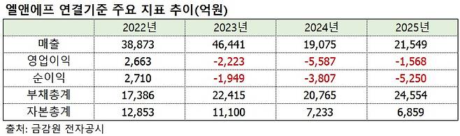 엘앤에프 연결기준 주요 지표 추이.(출처=금감원 전자공시)