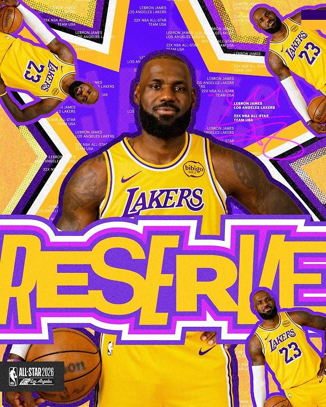 레이커스 르브론 제임스는 감독 추천으로 2025~2026시즌 올스타전에 출전한다. 그는 22시즌 연속 올스타전 출전이다. 사진출처｜LA 레이커스 공식 SNS