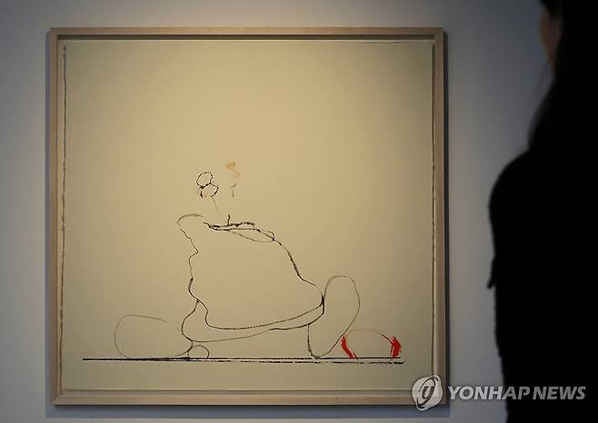 백현진 작가의 '행복과 시름' (서울=연합뉴스) 이재희 기자 = 3일 서울 종로구 PKM갤러리에서 열린 작가 겸 배우 백현진의 개인전 '서울 신택스'(Seoul Syntax)에 '행복과 시름' 작품이 전시돼 있다. 이 전시는 3월 21일까지 열린다. 2026.2.3 scape@yna.co.kr