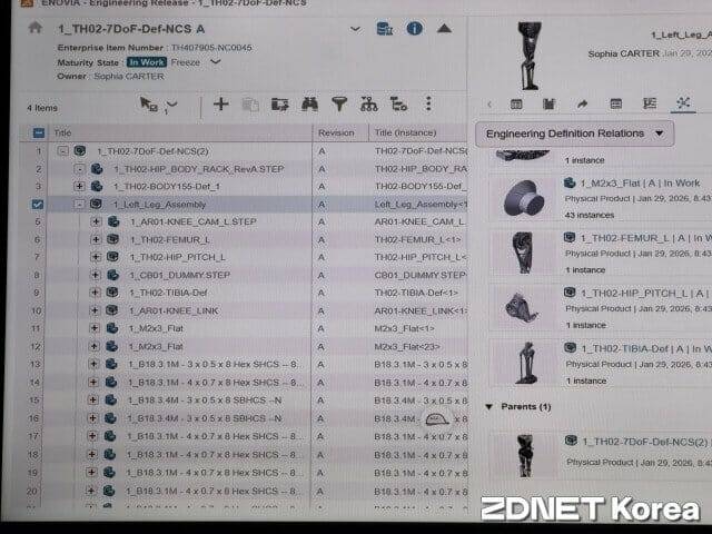 솔리드웍스가 설계 데이터를 관리하는 화면.