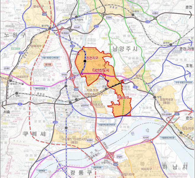 남양주시 다산신도시 위치도