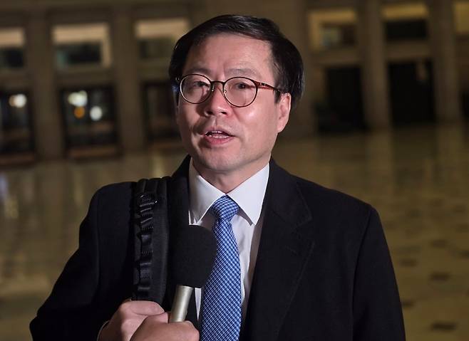 여한구 산업부 통상교섭본부장이 3일 워싱턴 DC 유니온 스테이션에서 발언을 하고 있다. /뉴스1